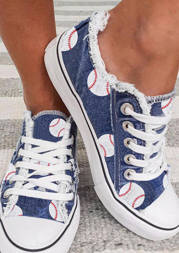 Baseball Lace Up Frayed Sneakers