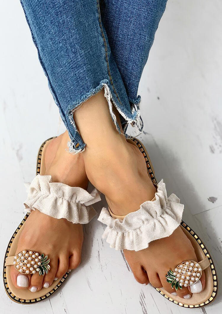 Pineapple Pattern Toe Ring Casual Sandals