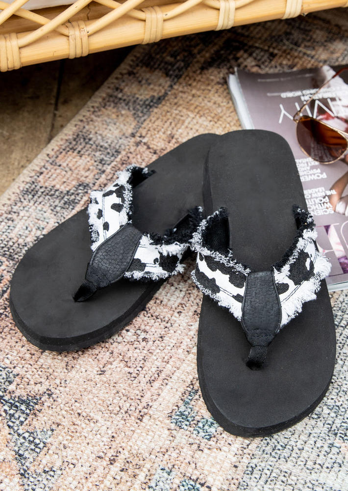 Cow Criss-Cross Flat Sandals