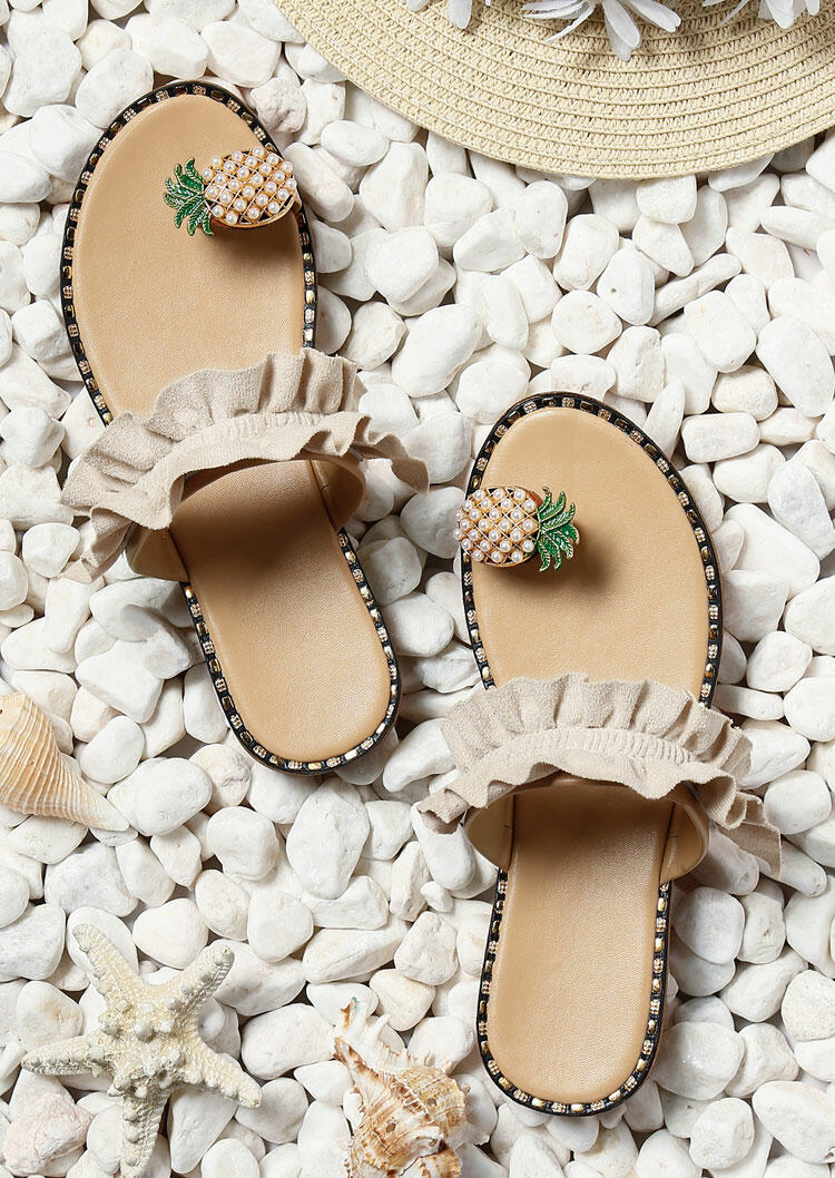 Pineapple Pattern Toe Ring Casual Sandals